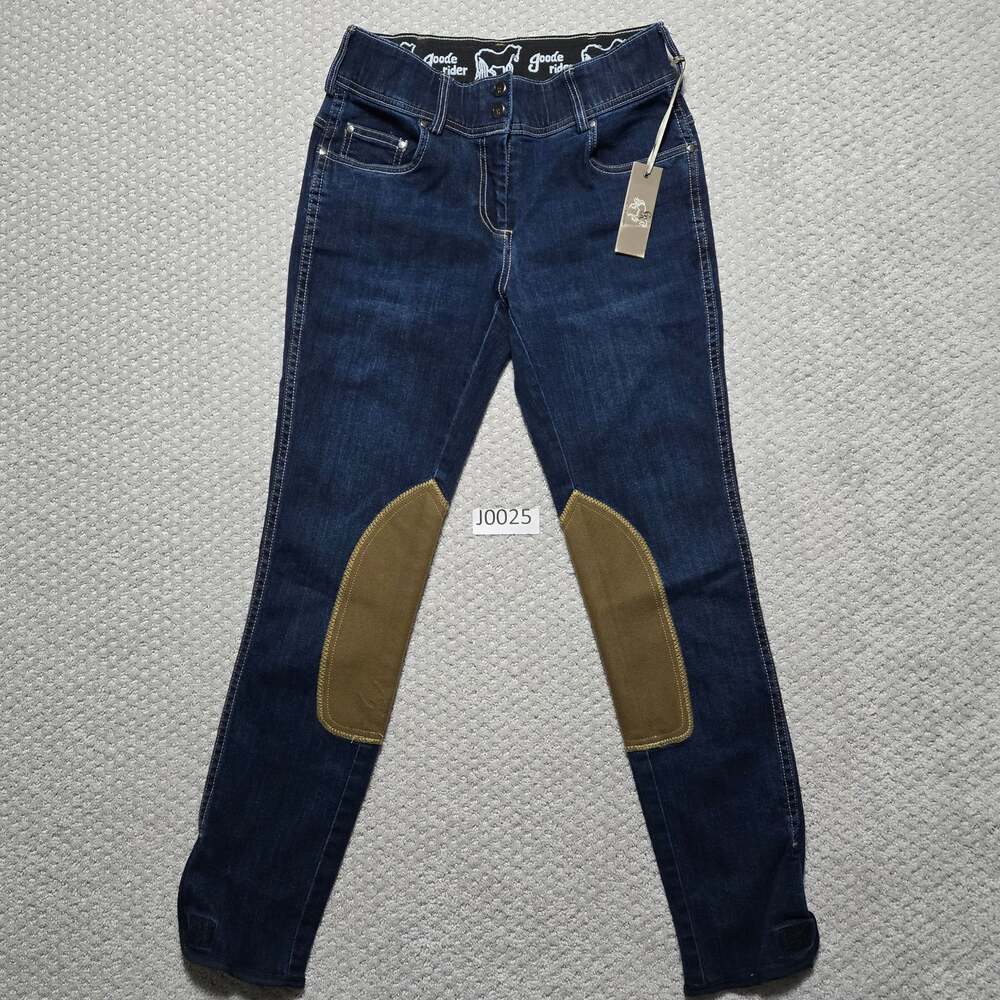 Goode Rider Equestrian Knee Patch Denim Breeches in Vintage Wash, Size 28R